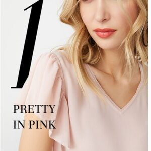 R & W Elegant Pink Ruffle Sleeve Top